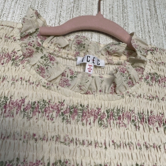 TCEC Size Medium Floral Dress Smocking Westren Style Ruffles Puffy Sleeves - Picture 5 of 10